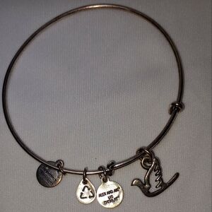 Silver Tone Sacred Dove Alex and Ani Bangle Charm Bracelet. USA Made